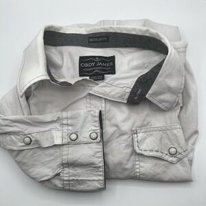 Cody‎ James Shirt Men 2XL White/Gray Pearl Snap Long Sleeve Western Cowboy